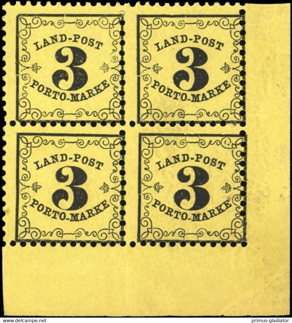1862, Altdeutschland Baden Landpost, LP 2 Y (4) Ecke PF V, ** - Nuovi