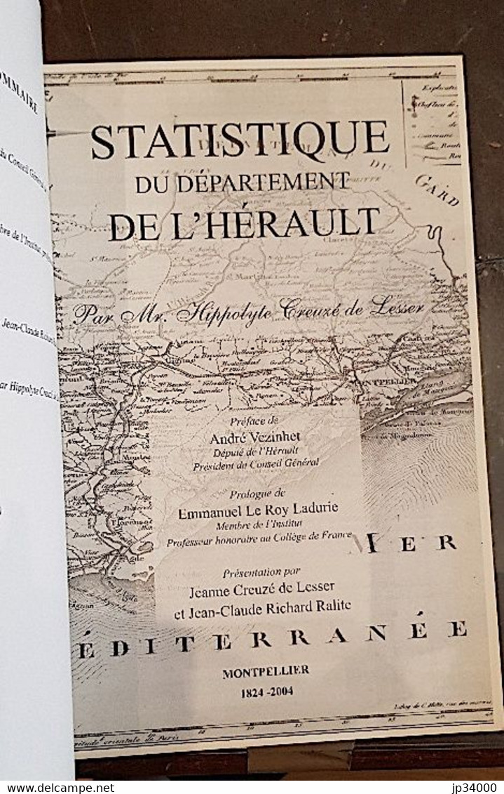 STATISTIQUE DU DEPARTEMENT DE L HERAULT Par Hippolyte Creuze De LESSER Et Jean Claude RICHARD En 2004 - Languedoc-Roussillon