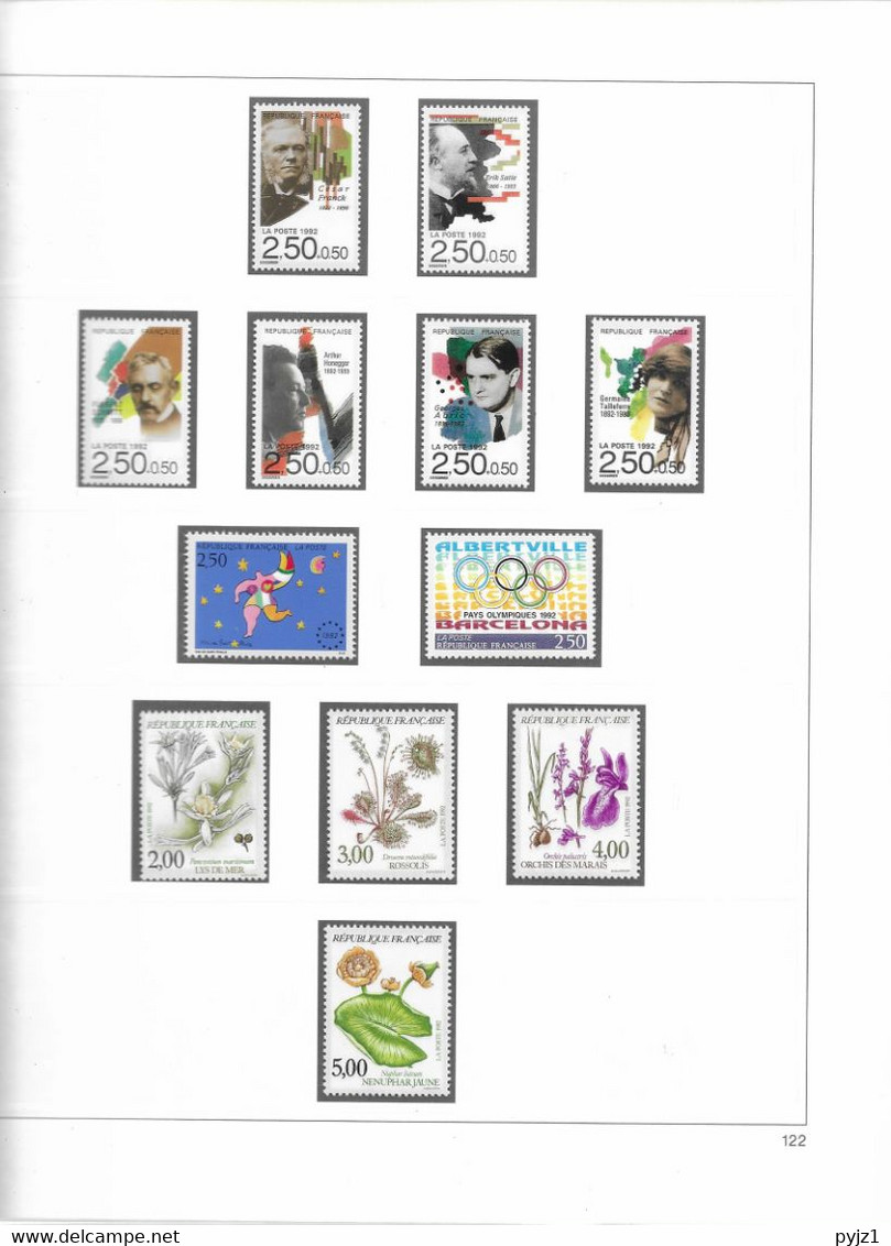 1992 MNH France Année Complète Suivant SAFE Postfris** ( 6 Scans) - 1990-1999