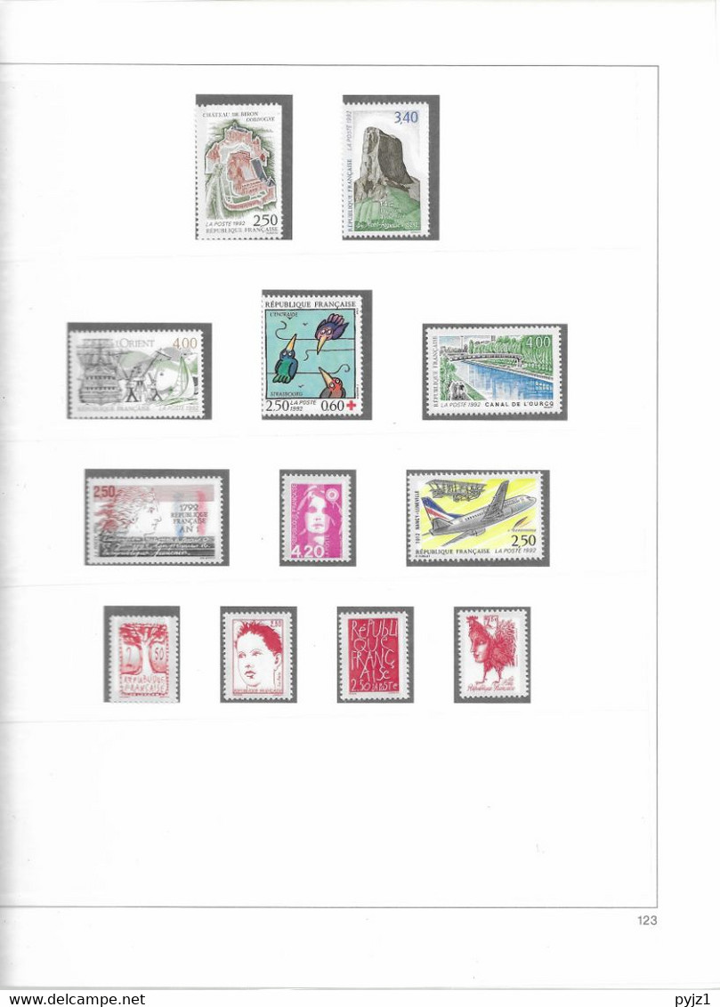 1992 MNH France Année Complète Suivant SAFE Postfris** ( 6 Scans) - 1990-1999