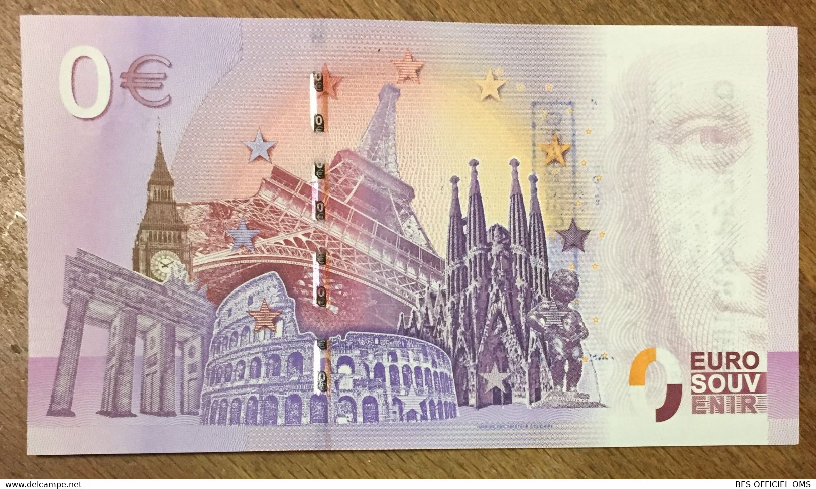 2016 BILLET 0 EURO SOUVENIR DPT 24 LASCAUX LE GRAND TAUREAU + TAMPON ZERO EURO SCHEIN BANKNOTE PAPER MONEY BANK - Essais Privés / Non-officiels