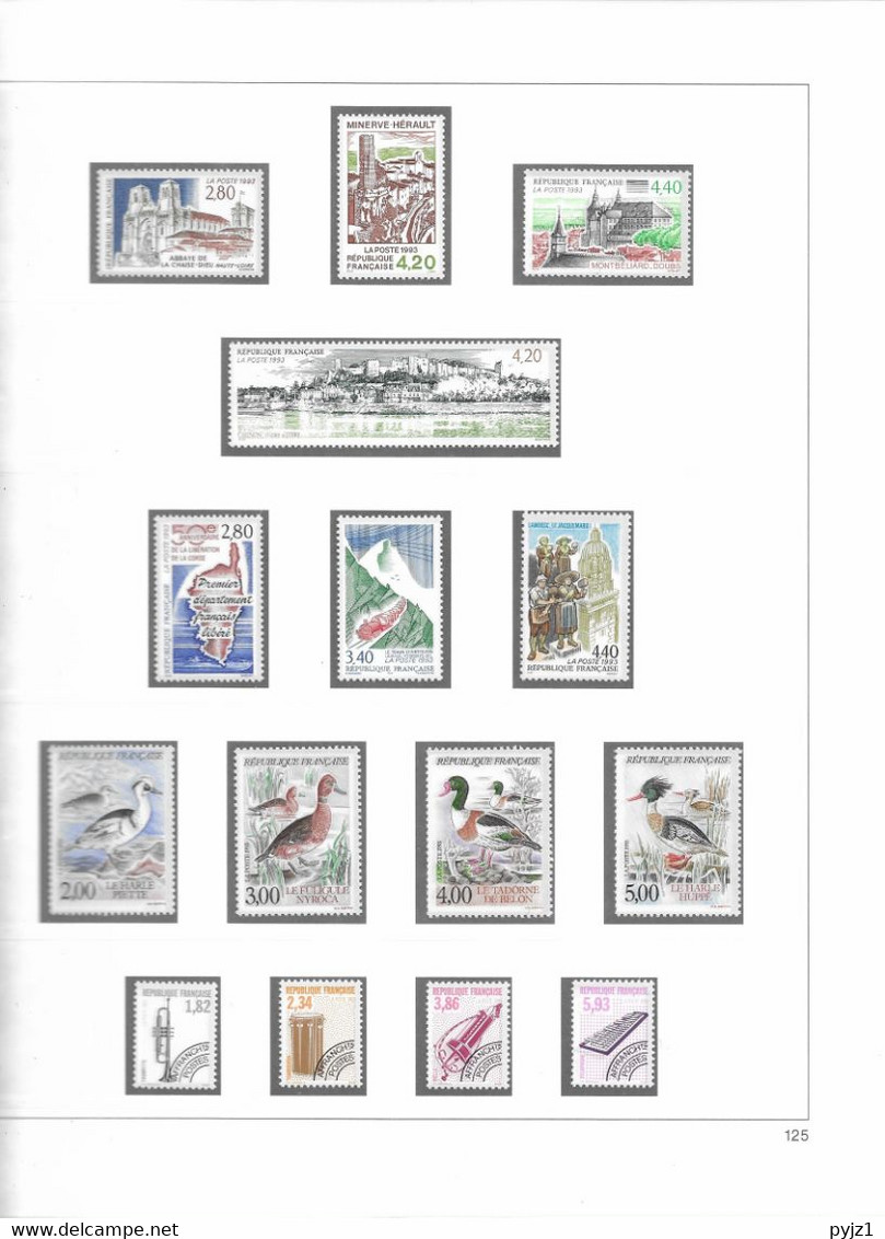 1993 MNH France Année Complète Suivant SAFE Postfris** ( 6 Scans) - 1990-1999