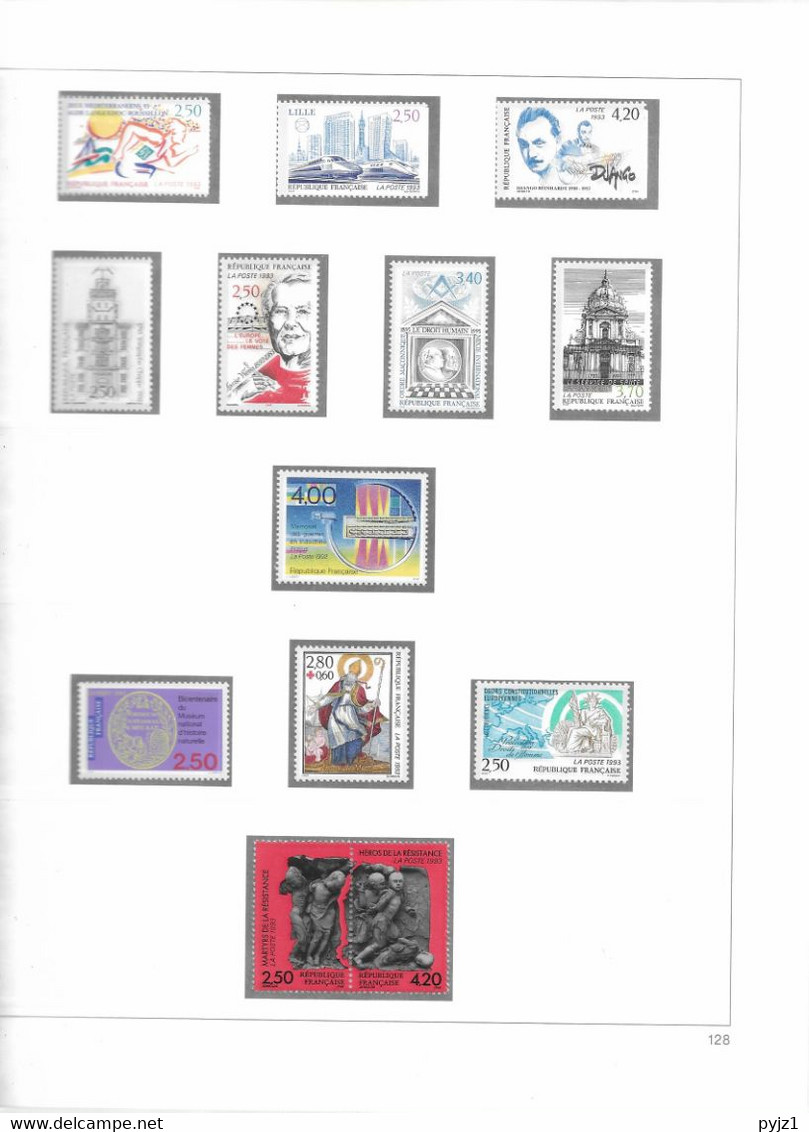 1993 MNH France Année Complète Suivant SAFE Postfris** ( 6 Scans) - 1990-1999