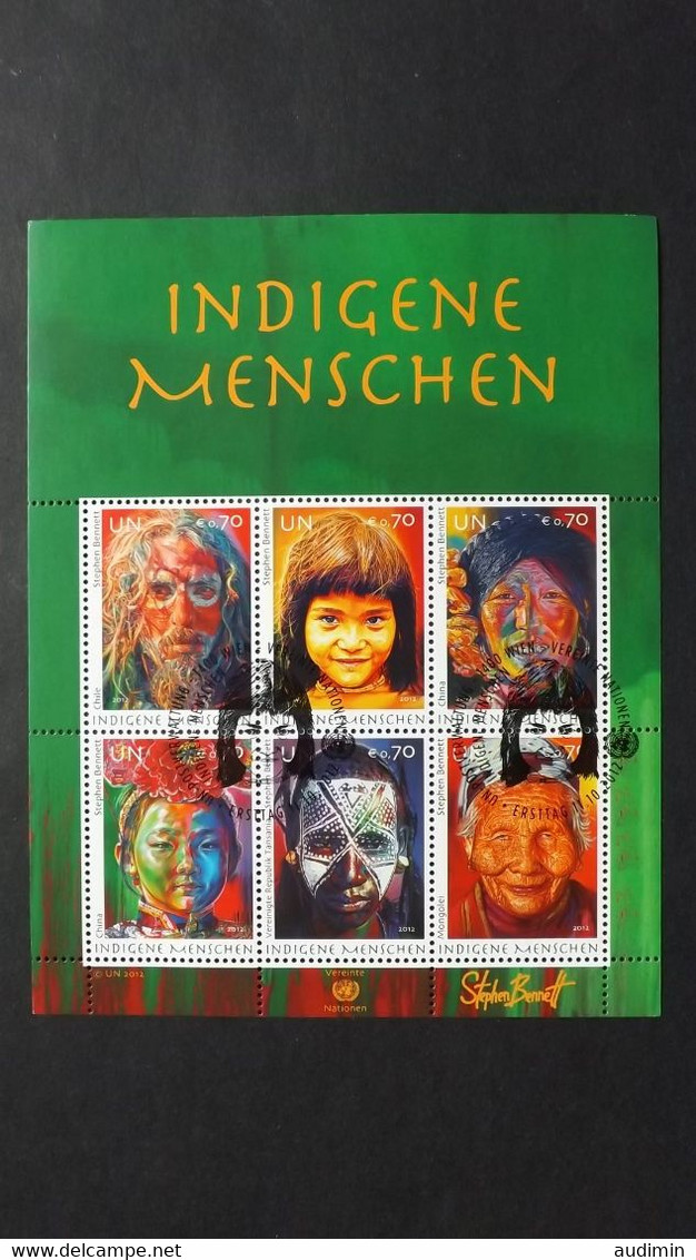 UNO-Wien 758/63 Block 32 Oo/ESST, Indigene Menschen, Gemälde Von Stephen Bennett (*1961), Amerikanischer Porträtmaler - Usados