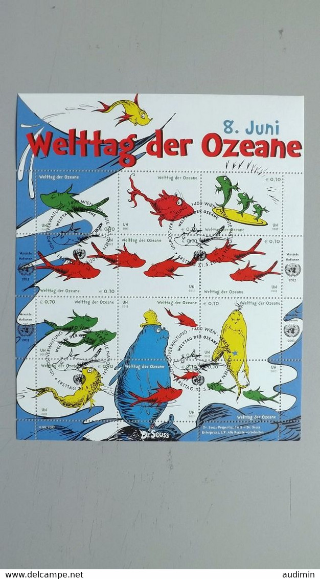UNO-Wien 776/87 Oo/ESST, Welttag Der Ozeane, Illustrationen Aus Dem Kinderbuch „One Fish, Two Fish, Red Fish, Blue Fish“ - Gebruikt