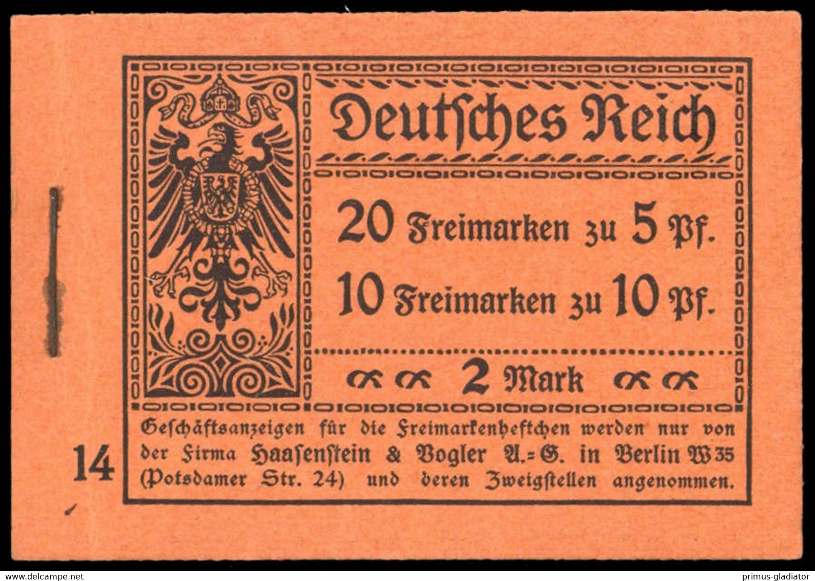 1913, Deutsches Reich, MH 5.12 A, ** - Markenheftchen