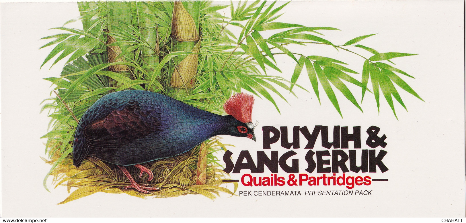 BIRDS-QUAILS & PARTRIDGES-PRESENTATION PACK-MALAYSIA-2001-SCARCE-FC2-104 - Rebhühner & Wachteln