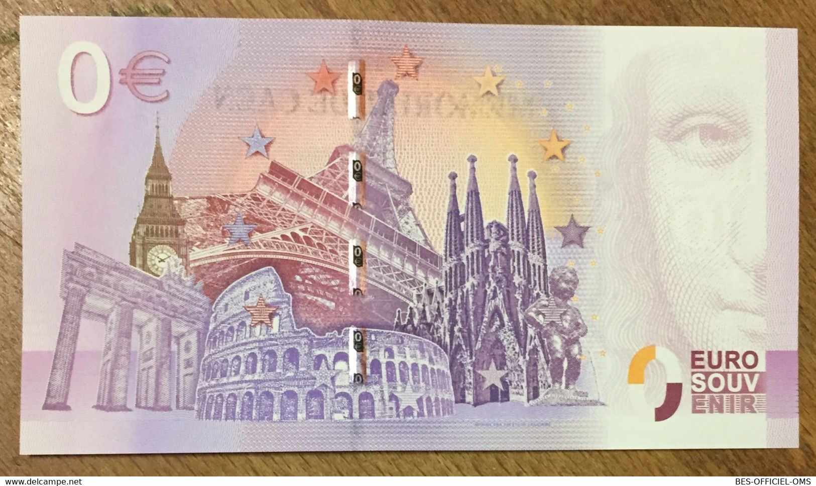 2016 BILLET 0 EURO SOUVENIR DPT 14 LE MÉMORIAL DE CAEN + TAMPON ZERO 0 EURO SCHEIN BANKNOTE PAPER MONEY BANK - Essais Privés / Non-officiels