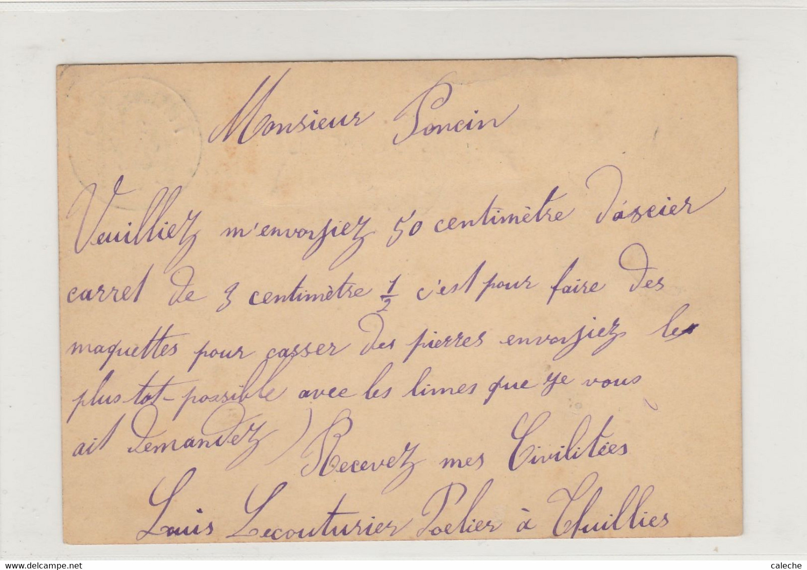 Thuillies (21/01/1885) Vers La Hestre Lez-Mariemont  / CP De L.Lecouturier Poelier à Thuillies - Briefkaarten 1871-1909