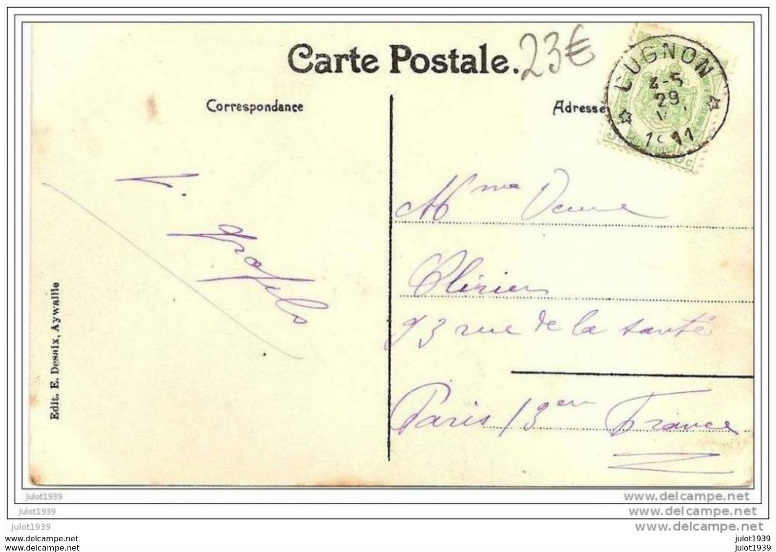 BERTRIX ..--  Paysage Vers La Gare . 1911 De CUGNON Vers PARIS .    Voir Verso . - Bertrix