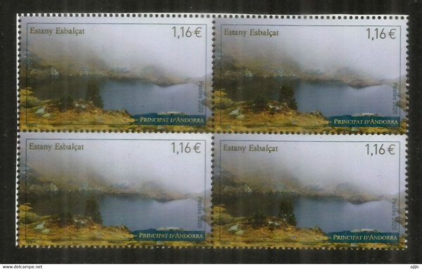 Lac Estany Esbalçat 2278 M (Ordino) Bloc De 4 Timbres Neufs **,  Année 2020 - Unused Stamps