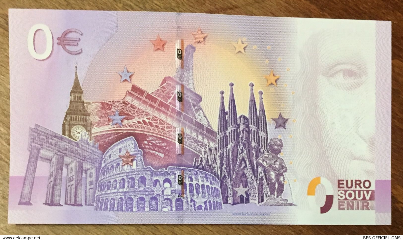 2016 BILLET 0 EURO SOUVENIR DPT 13 ARÈNES D'ARLES + TAMPON ZERO 0 EURO SCHEIN BANKNOTE PAPER MONEY BANK - Essais Privés / Non-officiels