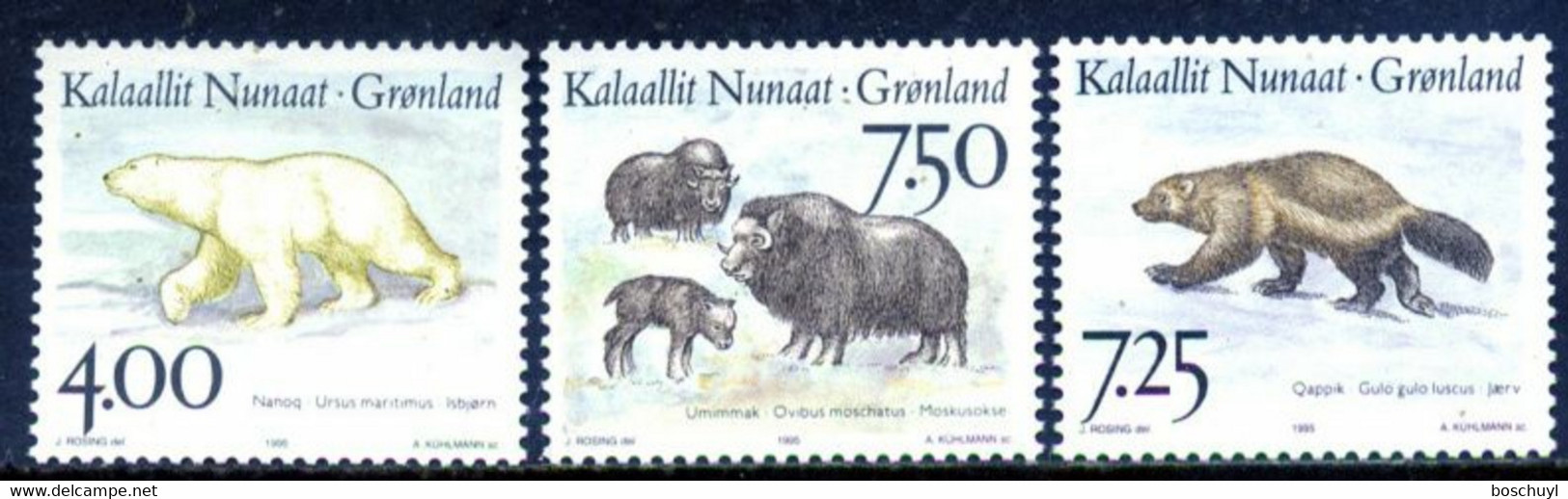 Greenland, 1995, Animals, Bear, Ox, MNH, Michel 274-276 - Sonstige & Ohne Zuordnung