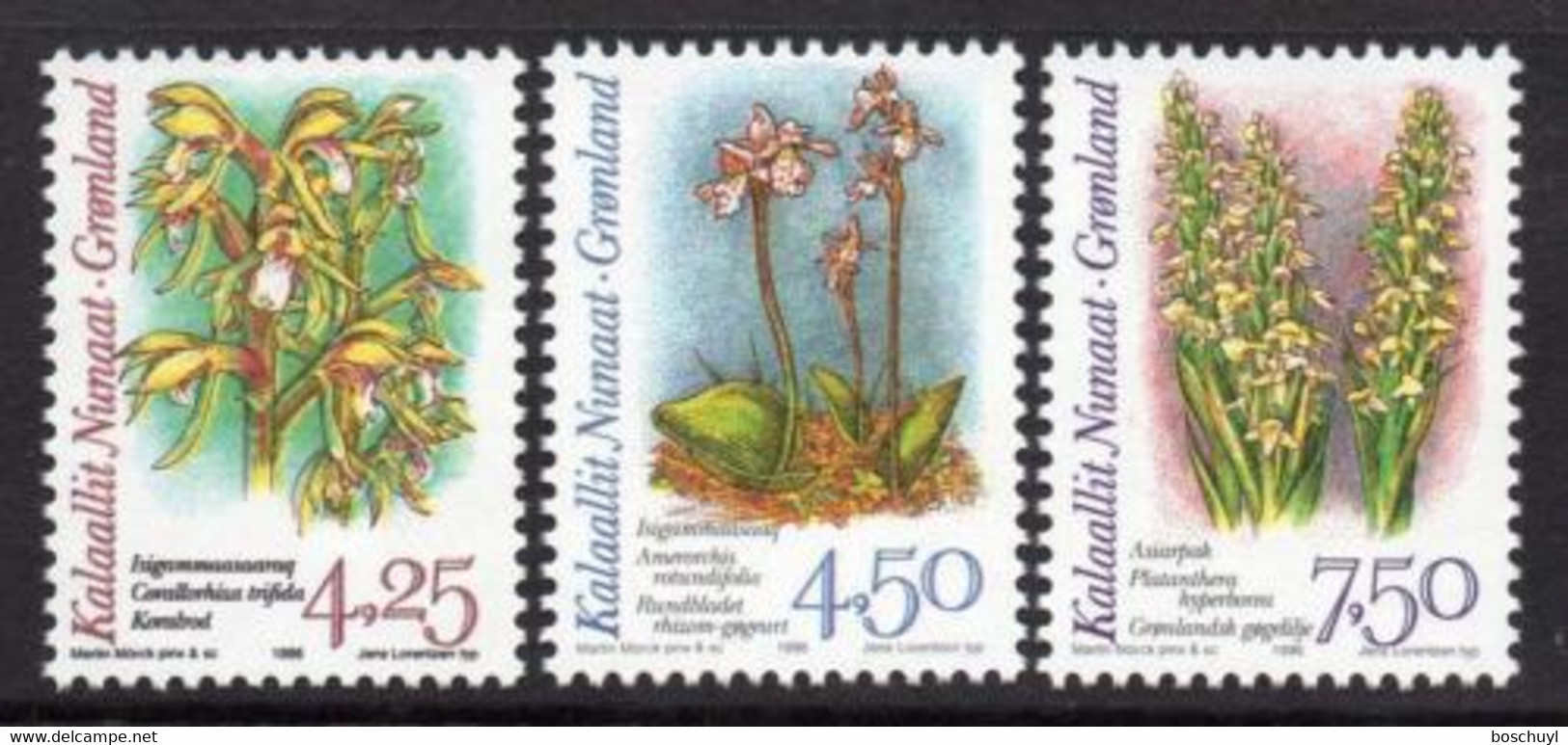 Greenland, 1996, Arctic Orchids, Flowers, MNH, Michel 284-286y - Sonstige & Ohne Zuordnung
