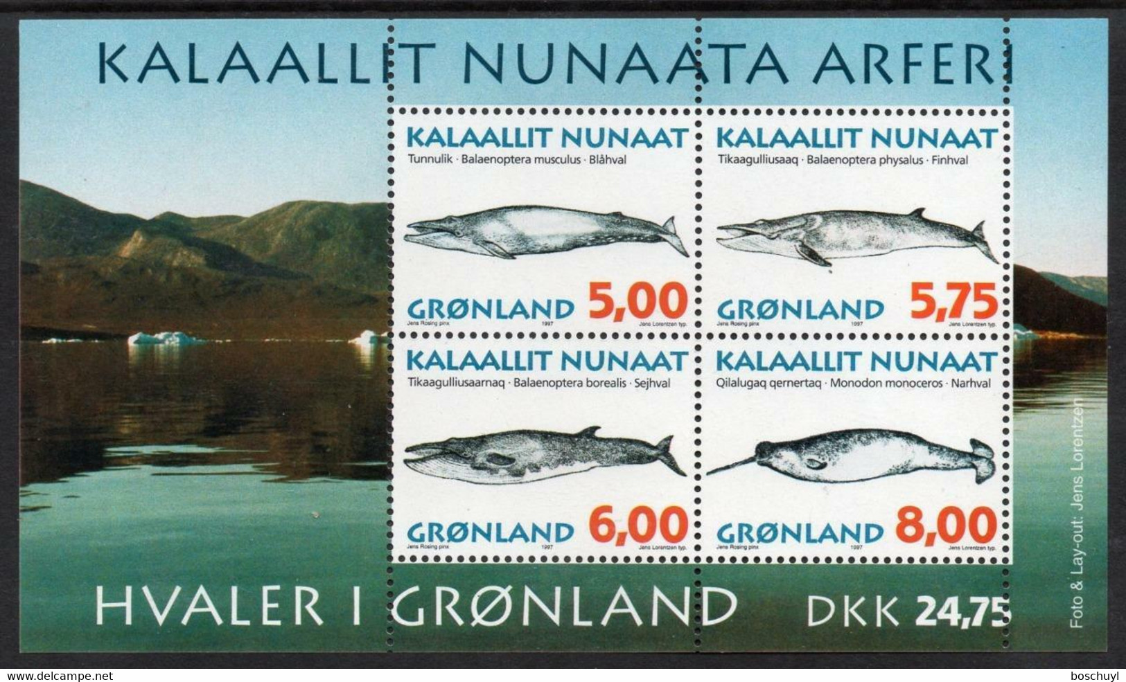 Greenland, 1997, Whales, Animals, Fauna, MNH, Michel Block 13 - Sonstige & Ohne Zuordnung