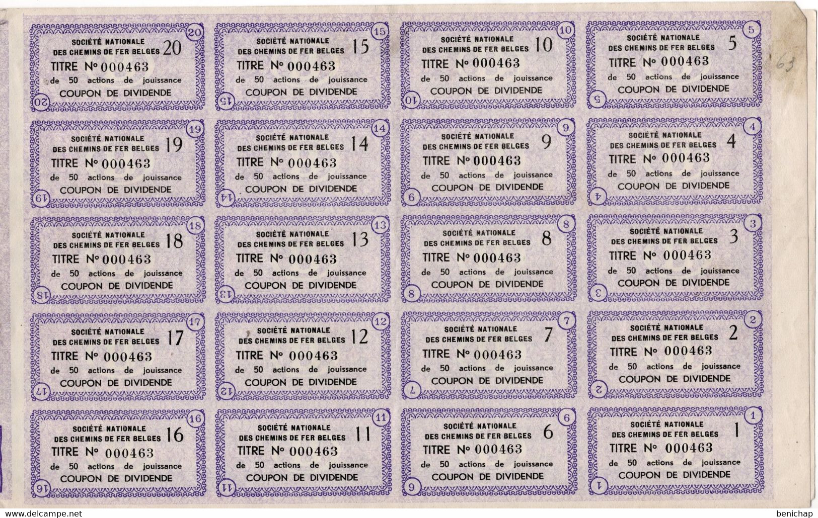 Titre De Bourse NMBS-SNCB - 50 Actions De Jouissance - 50 Winstaandeelen - 1937 - Chemin De Fer & Tramway