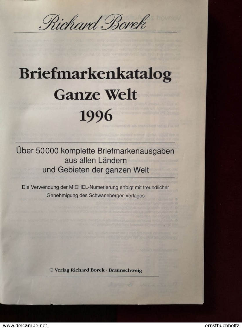 Briefmarkenkatalog Borek Ganze Welt 1996 Alle Länder Von Mi.Nr.1 An - Catalogi