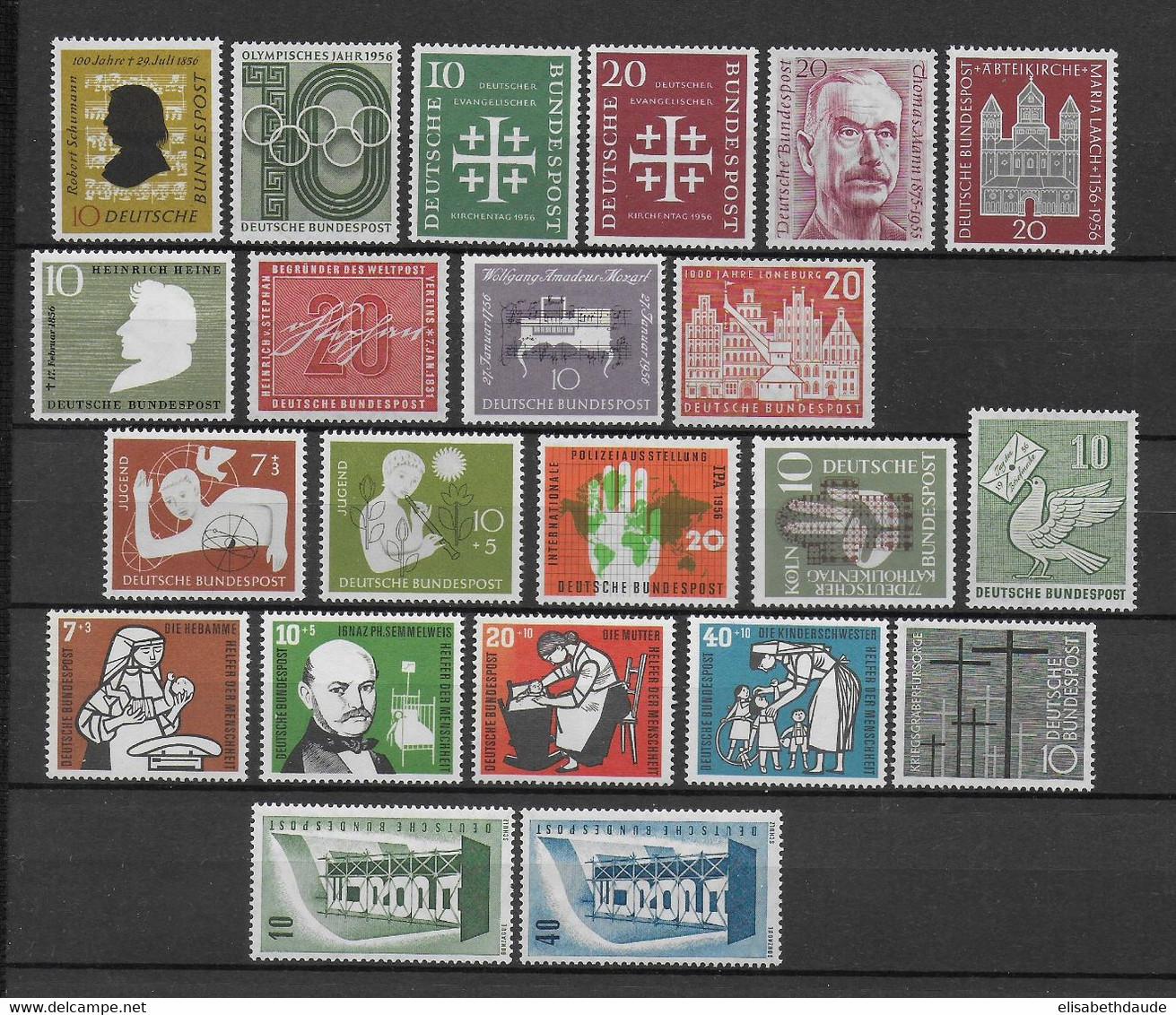 BRD - ANNEE COMPLETE 1956 ** MNH - YVERT N°103/124 - COTE = 110 EUR. - - Ungebraucht