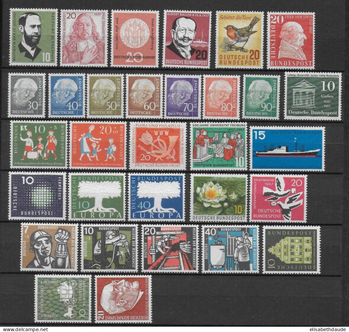 BRD - ANNEE COMPLETE 1957 ** MNH (SAUF YT 125) - YVERT N°125A/152 - COTE = 117 EUR. - - Unused Stamps