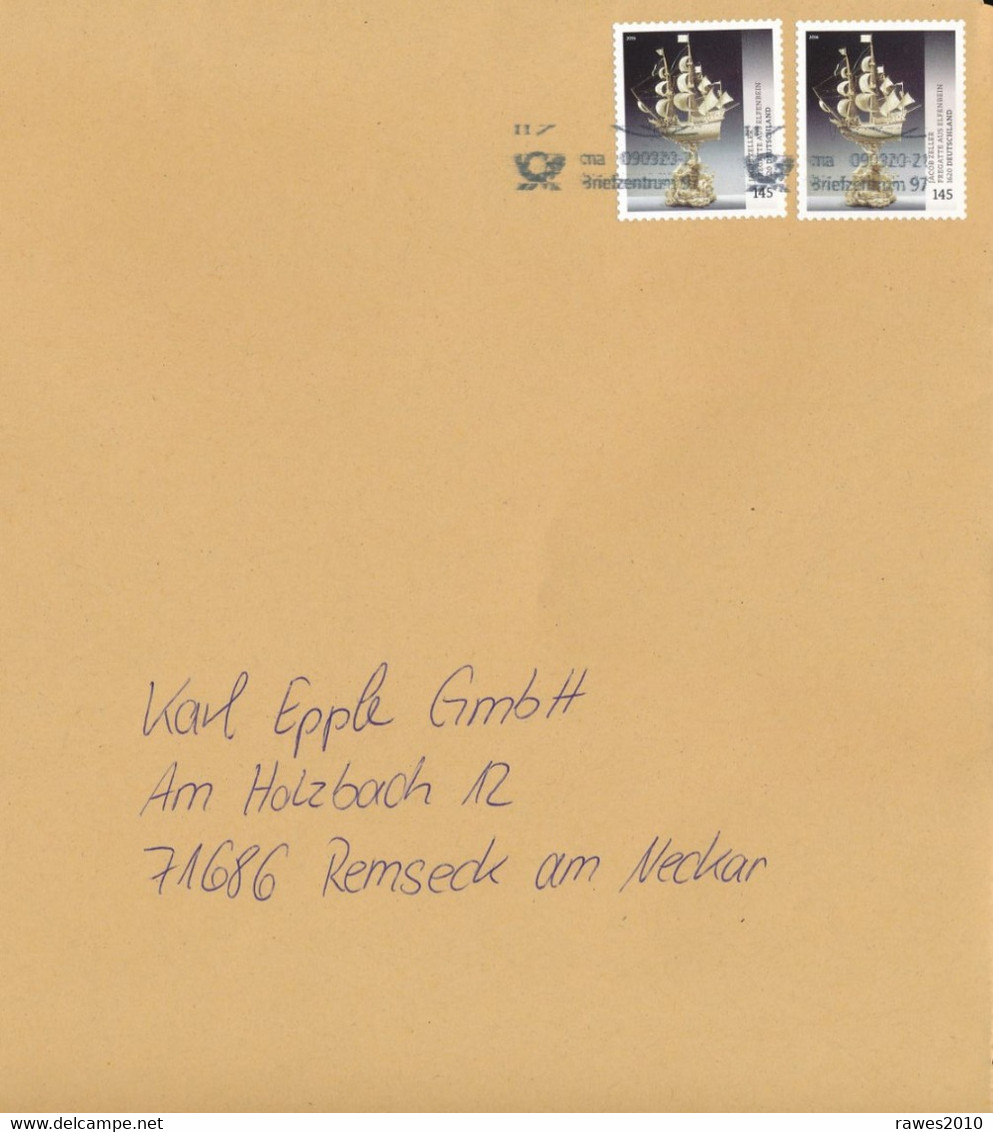 BRD / Bund BZ 97 TGST FRW 2020 2x Mi. 3228 Fregatte Aus Elfenbein Von Jacob Zeller VINTIN Löwe Sennfeld - Lettres & Documents