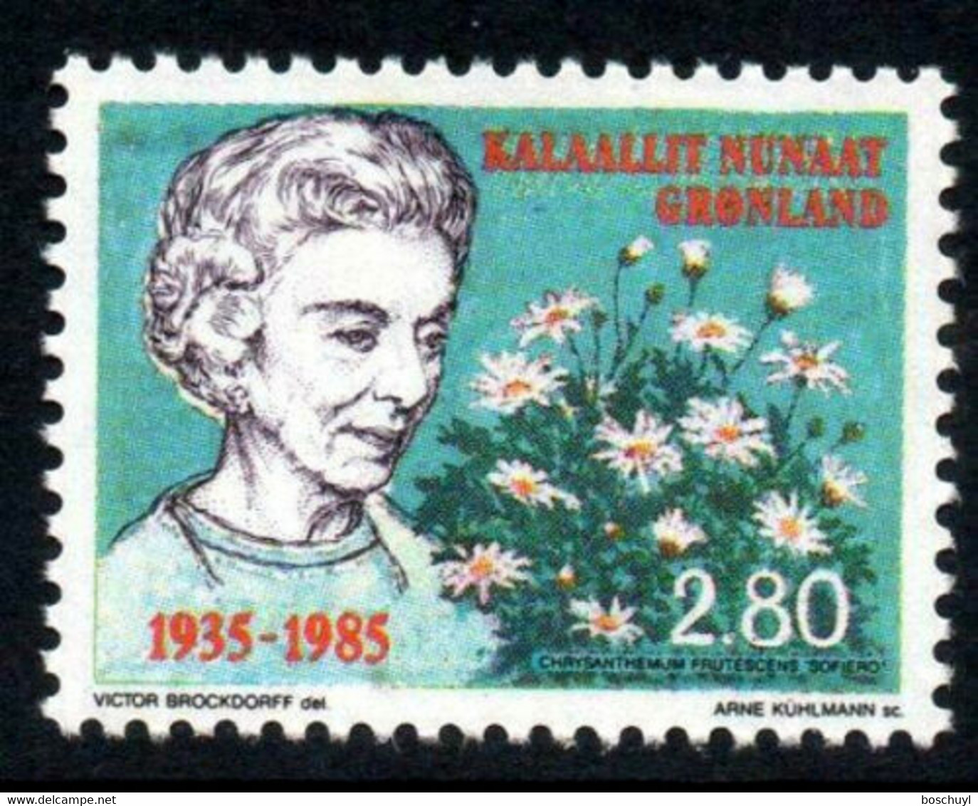 Greenland, 1985, Queen Ingrid, Flowers, MNH, Michel 159 - Sonstige & Ohne Zuordnung