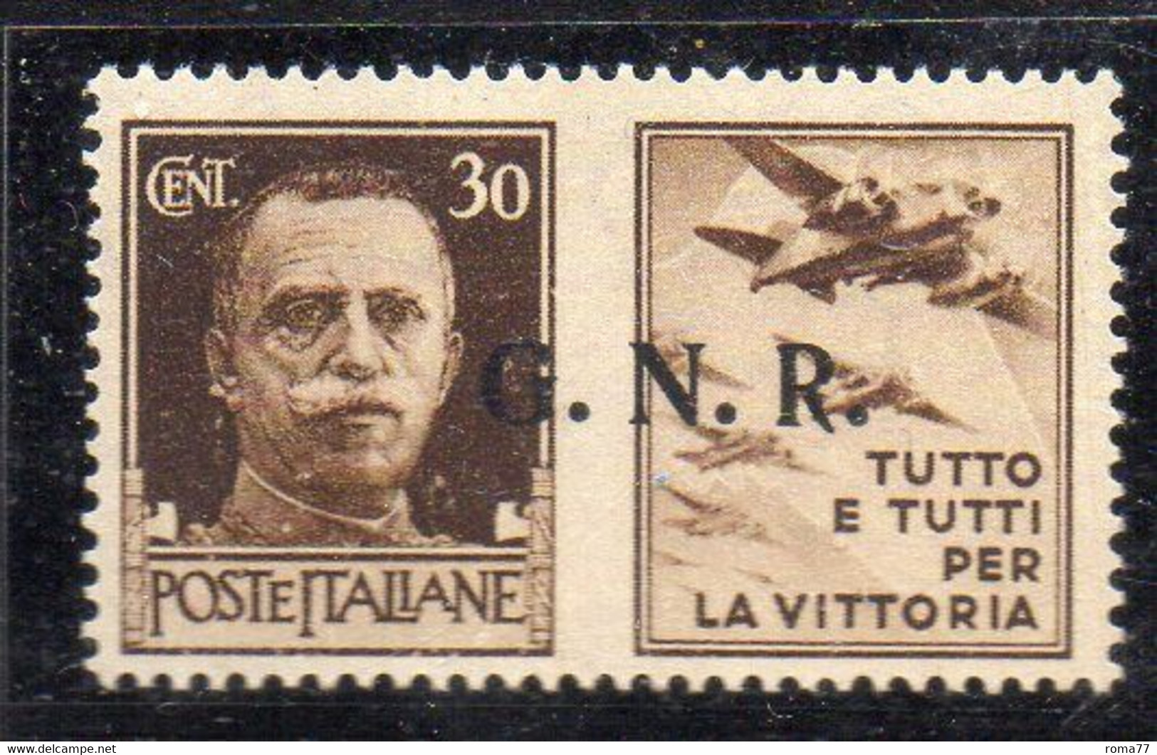 RSI64 - G.N.R. REPUBBLICA SOCIALE 1944 , Propaganda Di Guerra 30 Cent "tutto E Tutti..."  *** Gomma Sporca - Propagande De Guerre