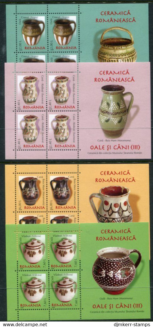 ROMANIA 2008 Ceramic Pots III Blocks MNH / **.  Michel Blocks 419-422 - Hojas Bloque