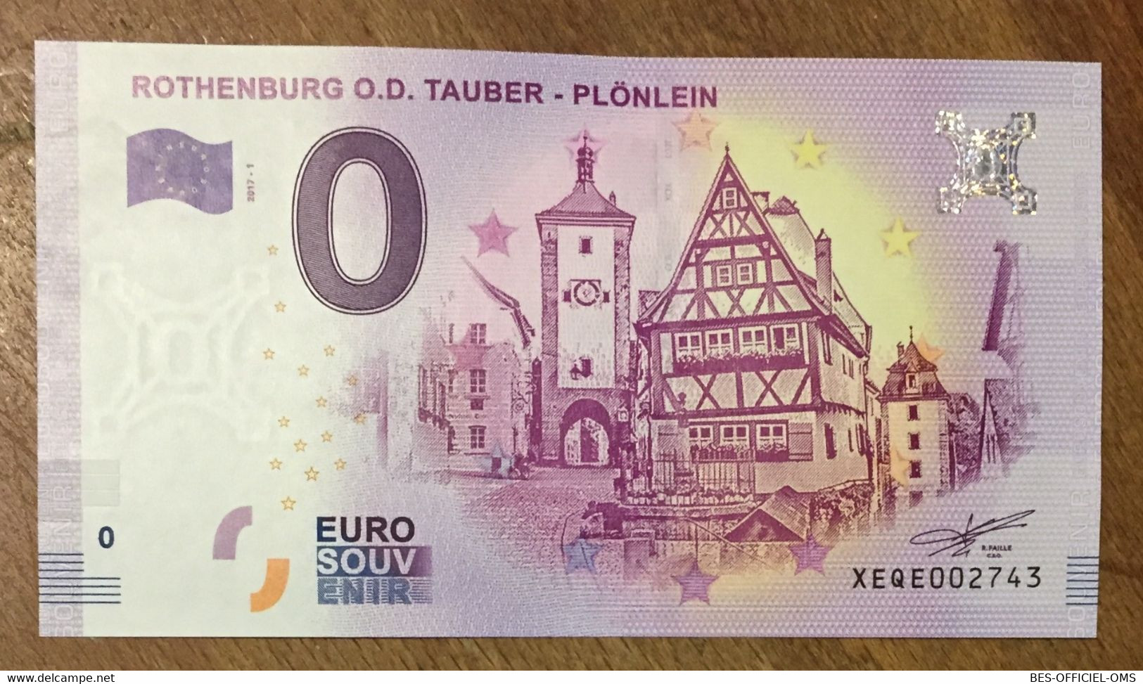 2017 BILLET 0 EURO SOUVENIR ALLEMAGNE DEUTSCHLAND ROTHENBURG O. D. TAUBER ZERO 0 EURO SCHEIN BANKNOTE PAPER MONEY - [17] Vals & Specimens