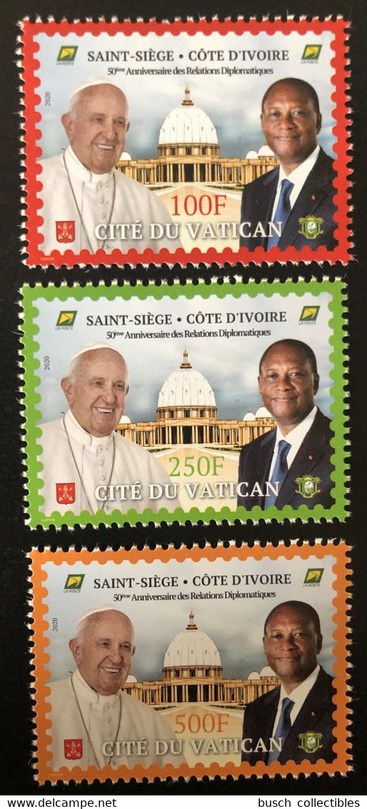 Côte D'Ivoire Ivory Coast 2020 Mi. ? Joint Issue Emission Commune Vatican 50 Ans / Years Relations Pape Pope President - Papas