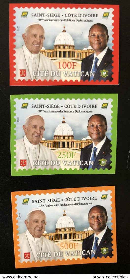 Côte D'Ivoire Ivory Coast 2020 Mi. ? IMPERF ND Joint Issue Emission Commune Vatican 50 Ans Relations Pape Pope President - Neufs