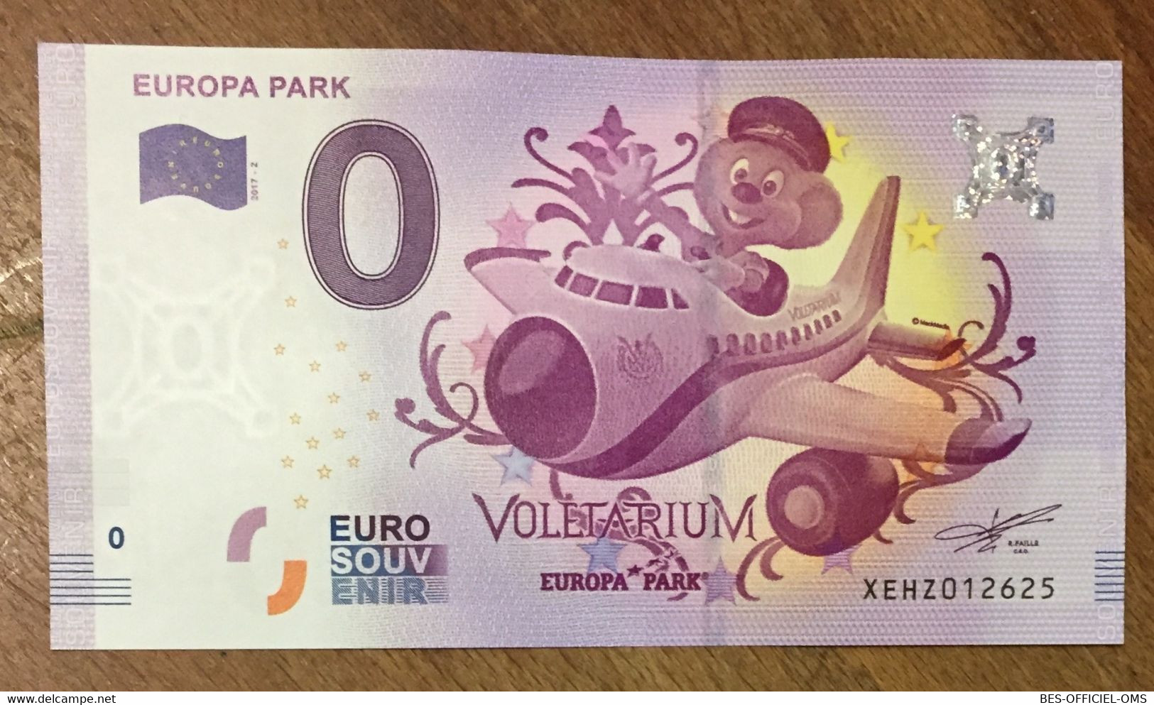 2017 BILLET 0 EURO SOUVENIR ALLEMAGNE DEUTSCHLAND EUROPA PARK ZERO 0 EURO SCHEIN BANKNOTE PAPER MONEY - Specimen