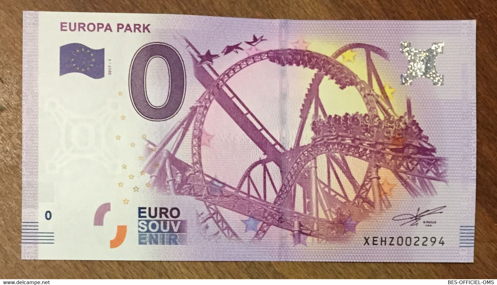 2017 BILLET 0 EURO SOUVENIR ALLEMAGNE DEUTSCHLAND EUROPA PARK ZERO 0 EURO SCHEIN BANKNOTE PAPER MONEY - [17] Vals & Specimens