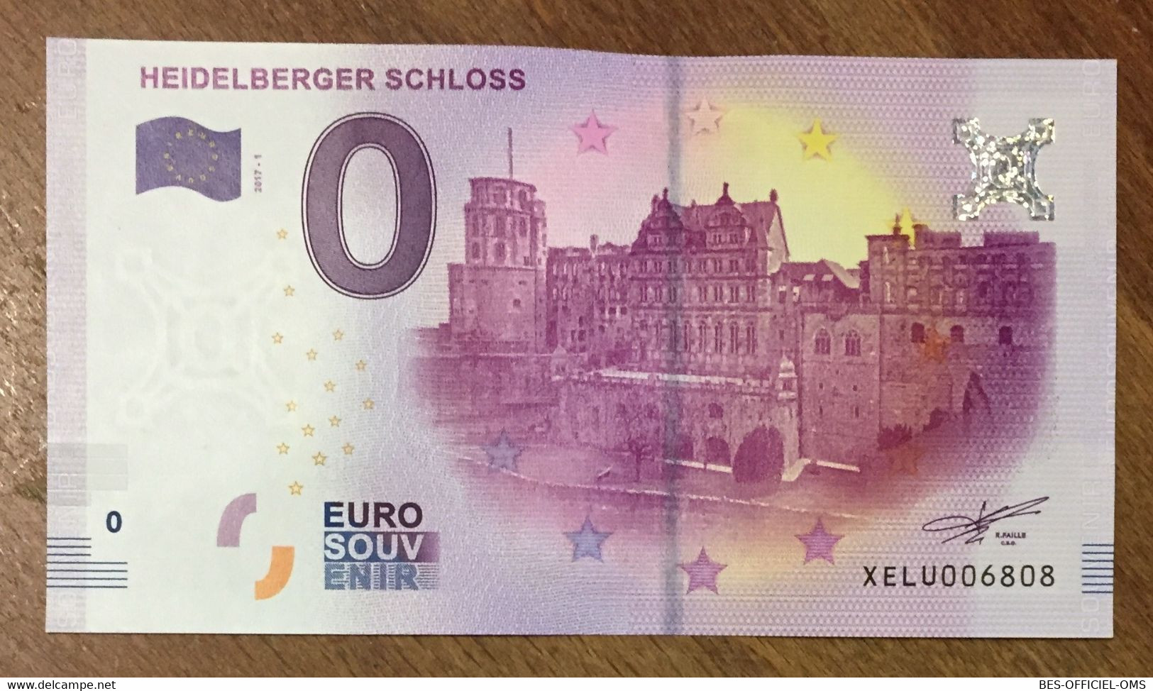 2017 BILLET 0 EURO SOUVENIR ALLEMAGNE DEUTSCHLAND HEIDELBERGER SCHLOSS ZERO 0 EURO SCHEIN BANKNOTE PAPER MONEY - [17] Fictifs & Specimens