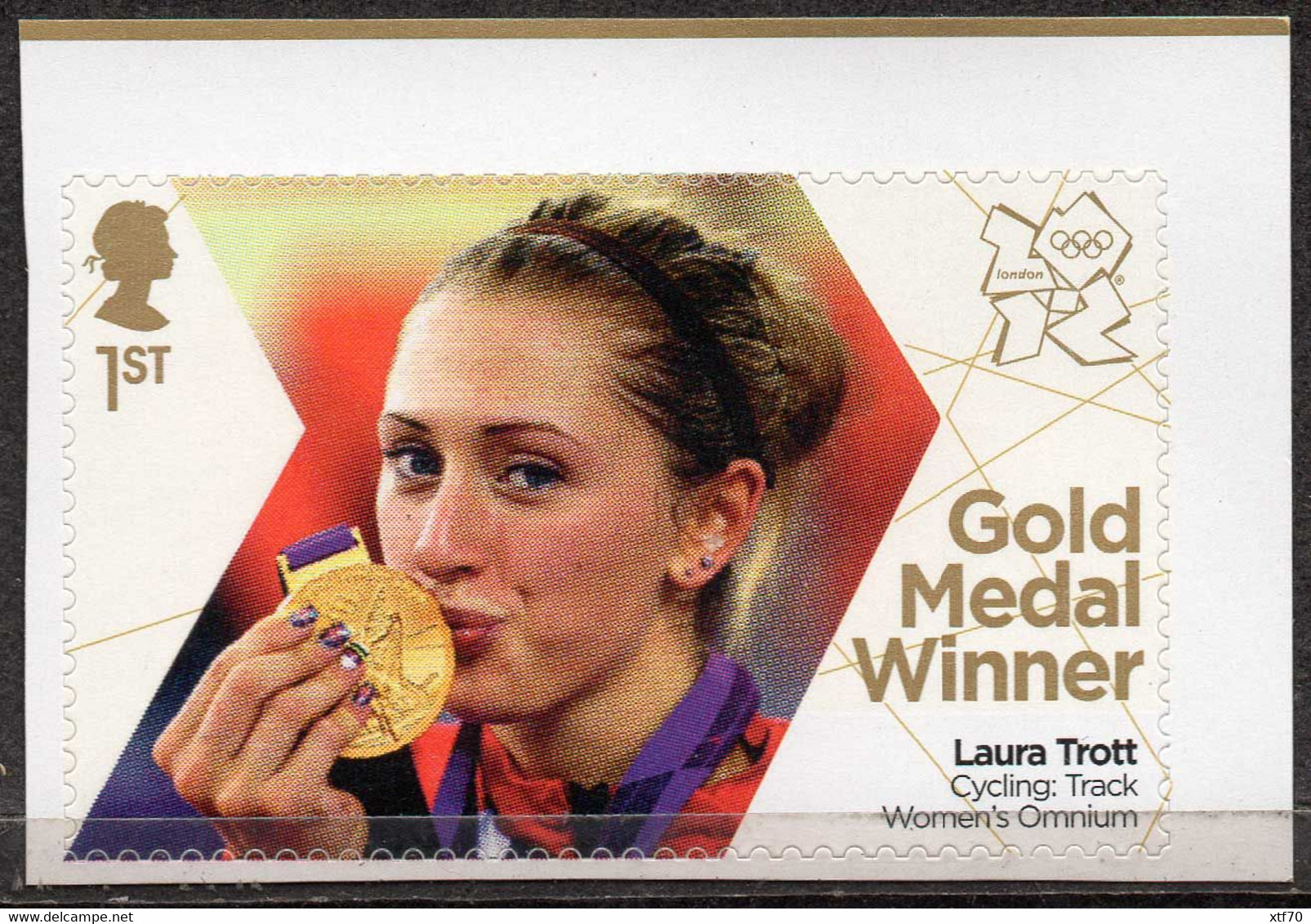 GREAT BRITAIN 2012 Olympic Games Gold Medal Winners: Laura Trott - Unused Stamps