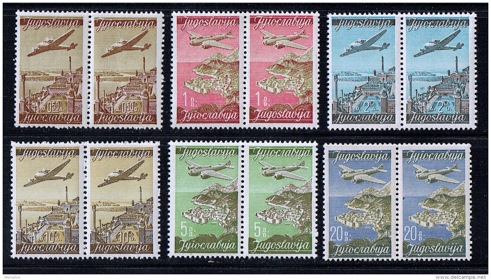 1947 Air Pairs With Inverted Latin & Cyrillic Country Name - Top And Bottom - Neufs