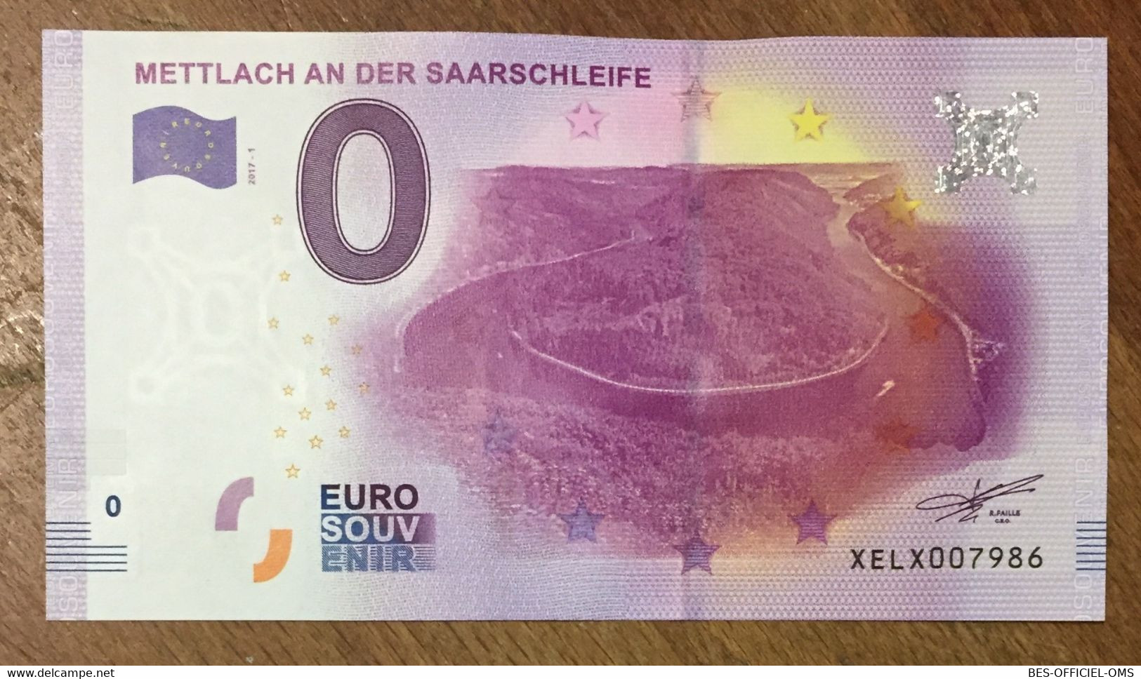 2017 BILLET 0 EURO SOUVENIR ALLEMAGNE DEUTSCHLAND METTLACH AN DER SAARSCHLEIFE ZERO 0 EURO SCHEIN BANKNOTE PAPER MONEY - [17] Fakes & Specimens