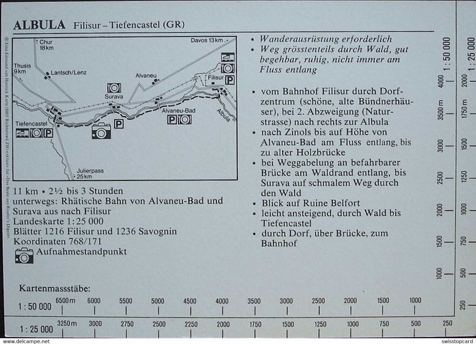 SURAVA Albula Filisur-Tiefencastel Rückseite Bedruckt Rhätische Bahn Von Alvaneu-Bad - Alvaneu