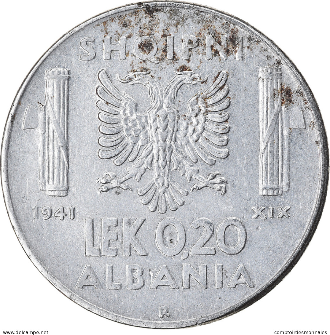 Monnaie, Albania, Vittorio Emanuele III, 0.20 Lek, 1941, Rome, TTB, Stainless - Albania