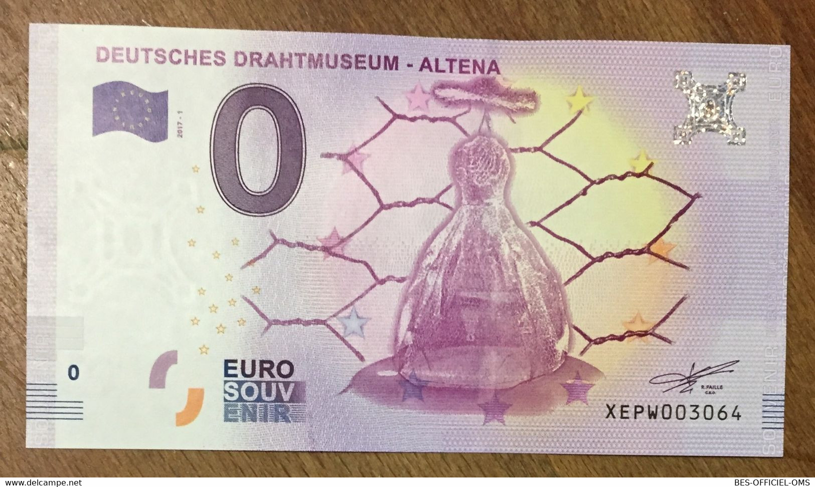 2017 BILLET 0 EURO SOUVENIR ALLEMAGNE DEUTSCHLAND LUISENHÜTTE BALVE-WOCKLUM ZERO 0 EURO SCHEIN BANKNOTE PAPER MONEY - [17] Fakes & Specimens