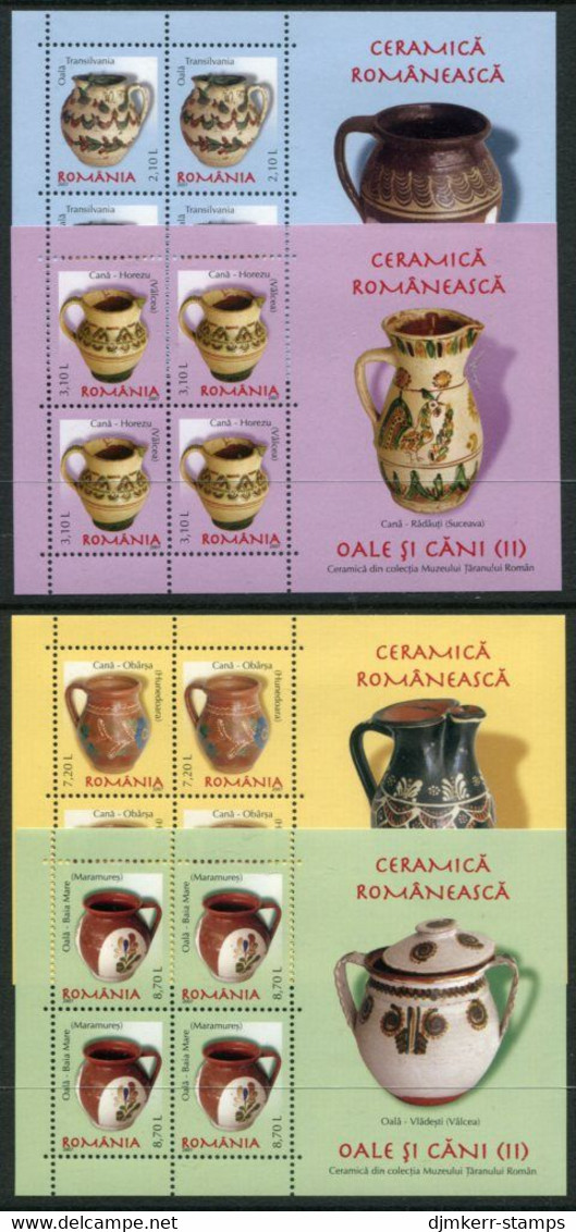 ROMANIA 2007 Ceramics: Pots And Jugs II Blocks MNH / **.  Michel Blocks 412-415 - Blocks & Sheetlets