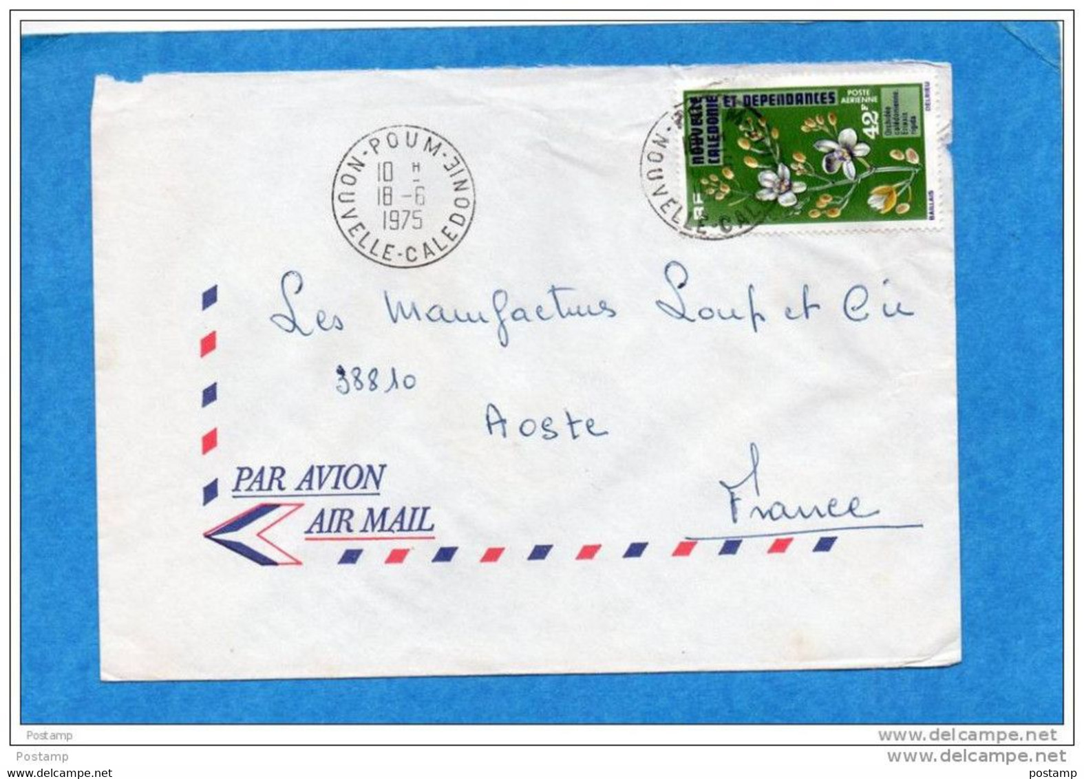 MARCOPHILIE+thematic Stamp-lettre-NLLE CALEDONIE-cad-POUM- 1975 Timbre N°A 163Fleur-orchidée- - Lettres & Documents