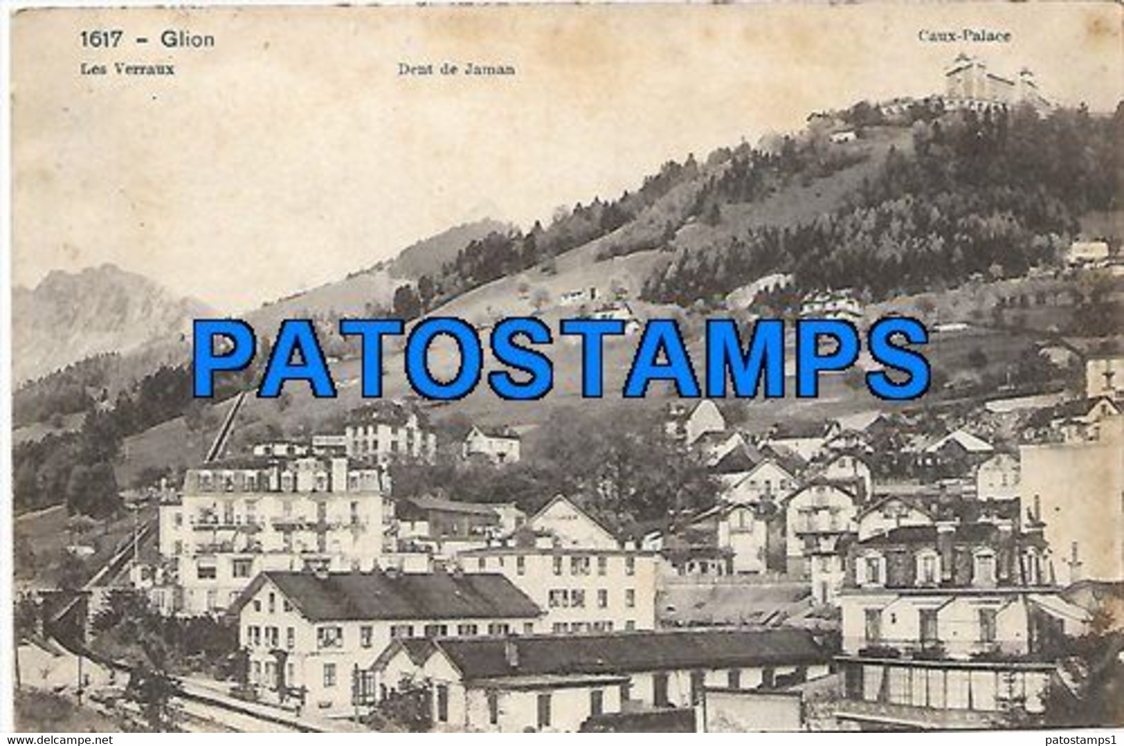 144573 SWITZERLAND GLION VIEW PARTIAL SPOTTED CIRCULATED TO FRANCE POSTAL POSTCARD - Ilanz/Glion