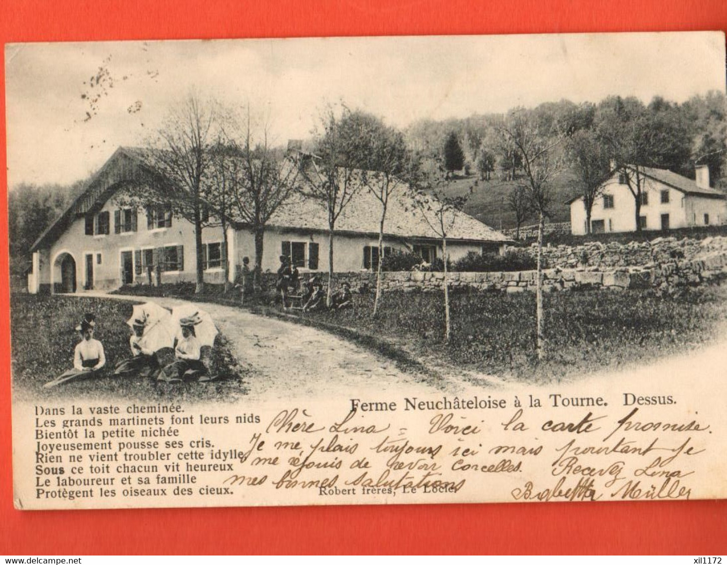 ZBH-19 RARE Rochefort Ferme Neuchâteloise à La Tourne-Dessus TRES ANIME.Carte-Photo Editon Robert Le Locle. 1903 - Le Locle