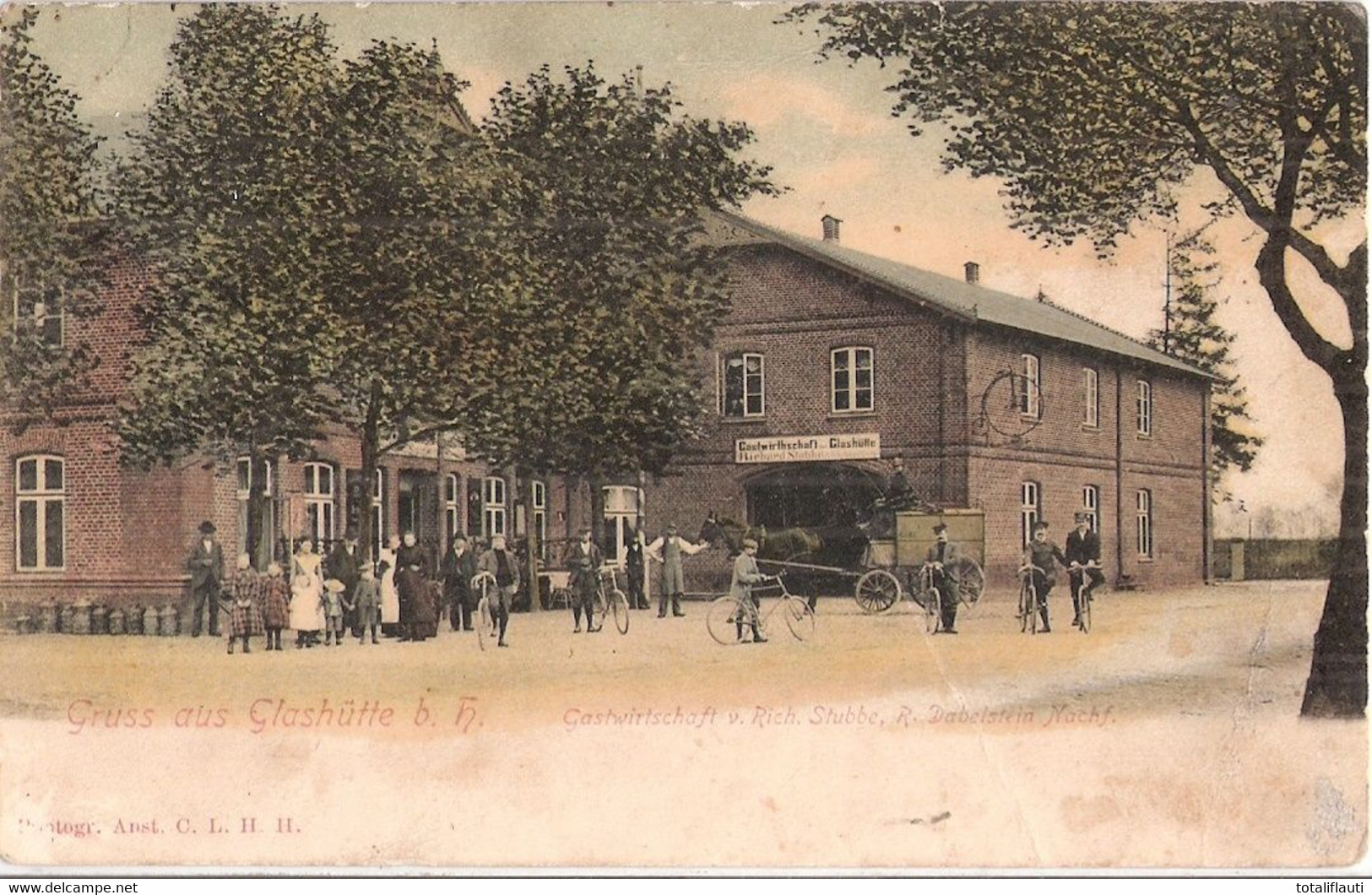 NORDERSTEDT GLASHÜTTE Bei Hamburg Gasthof Von Rich Stubbe Color Belebt 6.8.1907 Gelaufen - Norderstedt