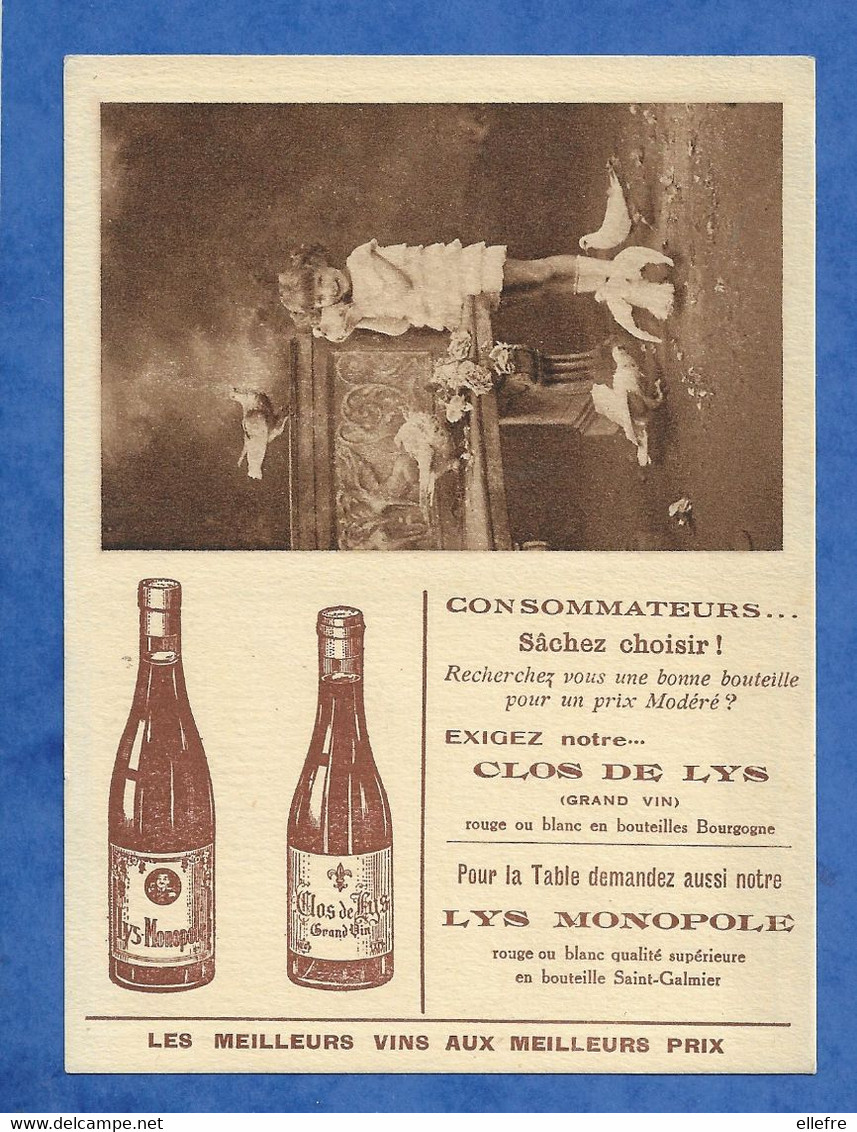 Calendier 1926 Publicitaire Alcool Vin Clos Du Lys Fillette Candide Et Pigeon Tbe - Petit Format : 1921-40