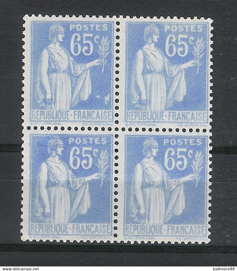 Y. & T.  N° 365  /  Variété De Coloris Sur Bloc De 4 Timbres  /  Type PAIX  ( Couleur Bleu CLAIR Au Lieu De Outremer ) - Ungebraucht