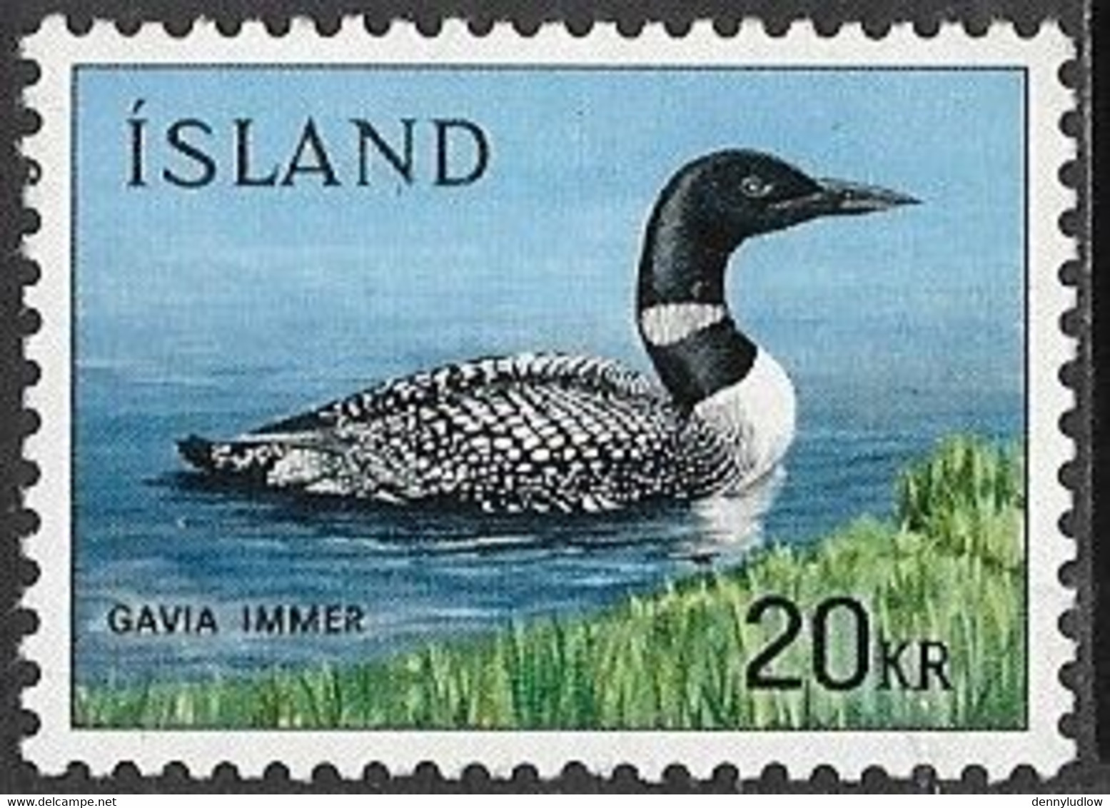 Iceland   1967   Sc#388   20Kr  Loon  MNH  2016 Scott Value $7.50 - Unused Stamps