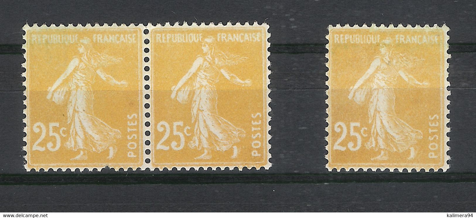 Y. & T.  N° 235  /  Variété De Coloris Sur 3 Timbres  /  Type SEMEUSE Fond Plein ( Couleur Jaune-orange Très Clair ) - Unused Stamps