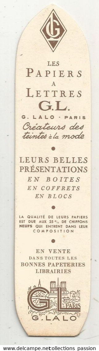 Marque Pages ,les Papiers à Lettres G.L. Paris, G. Lalo ,uniface , Frais Fr 1.45 E - Marcapáginas