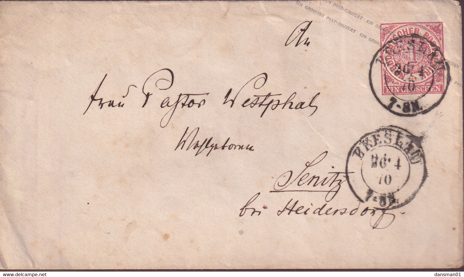 POLAND 1870 Stationery Breslau To Senitz - Autres & Non Classés